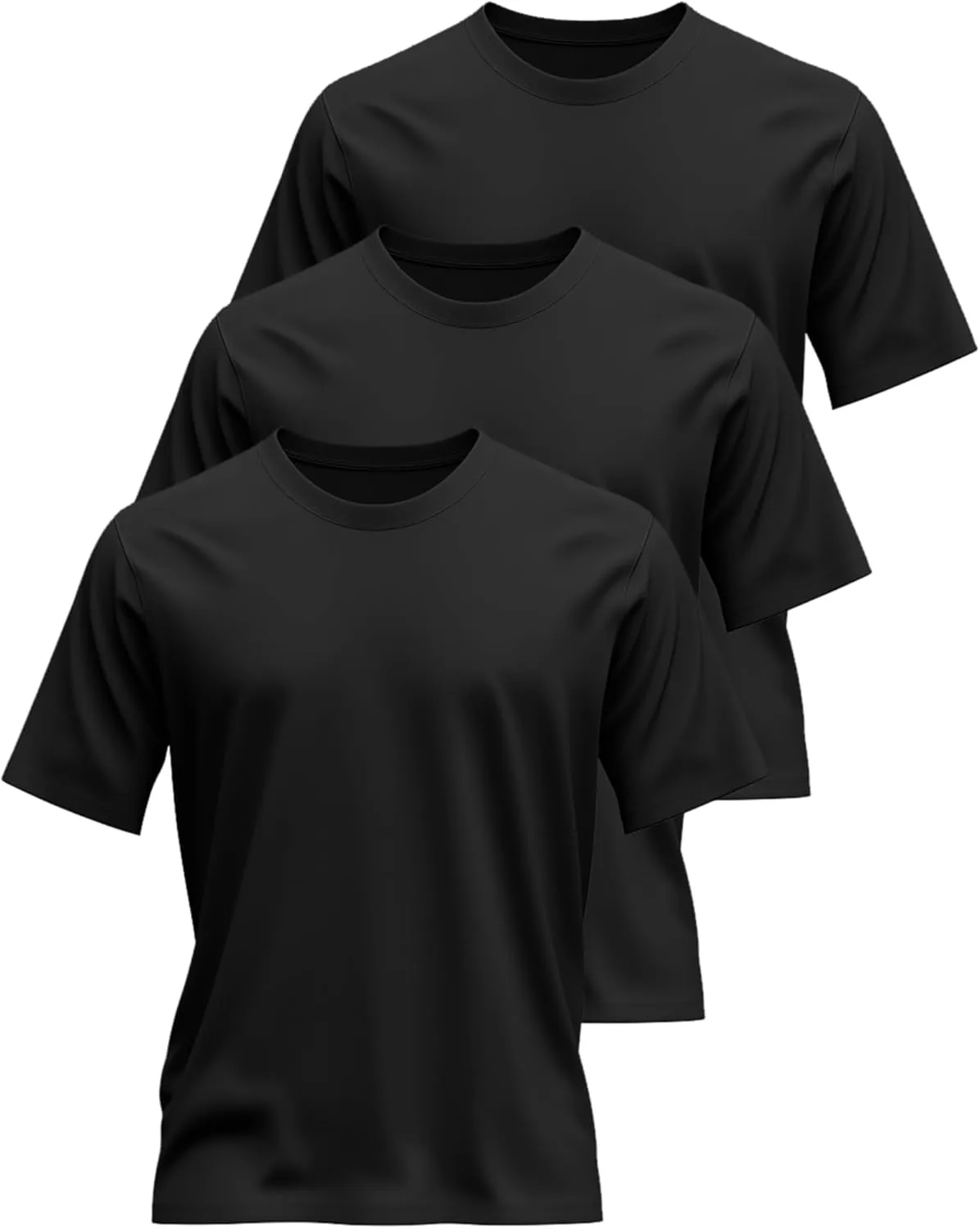 Riyiper 3 Pack Men's Big and Tall Shirts Half Sleeve Cotton Tee Crew Neck Elbow Length Top Casual Loose Fit T Shirts