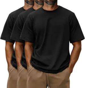 Riyiper 3 Pack Men's Big and Tall Shirts Half Sleeve Cotton Tee Crew Neck Elbow Length Top Casual Loose Fit T Shirts