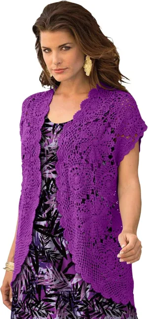 Roaman's Women's Plus Size Crochet Cardigan Sweater