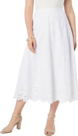 Roaman's Women's Plus Size Eyelet Midi Skirt