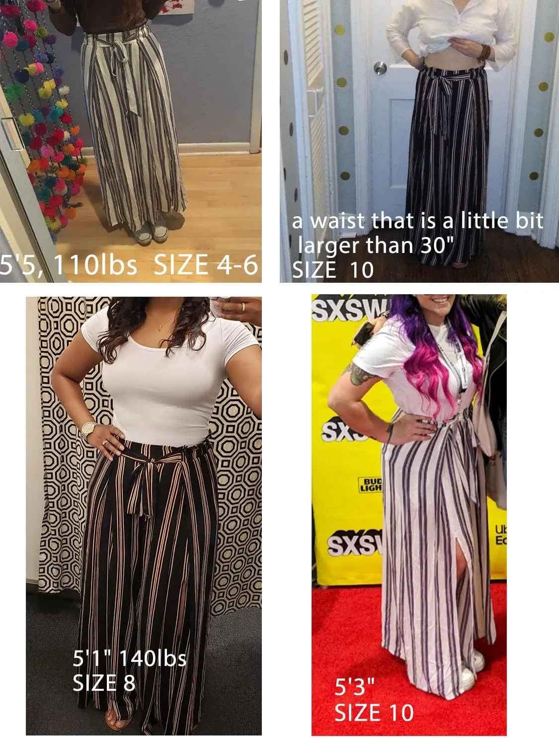 Simplee Women's Casual Split Wide Leg Pants High Waist Palazzo Flowy Beach Pants Summer Boho Lounge Pants with Pockets