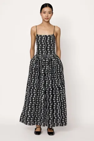 Strappy Bodice Dress - Embroidered Floral