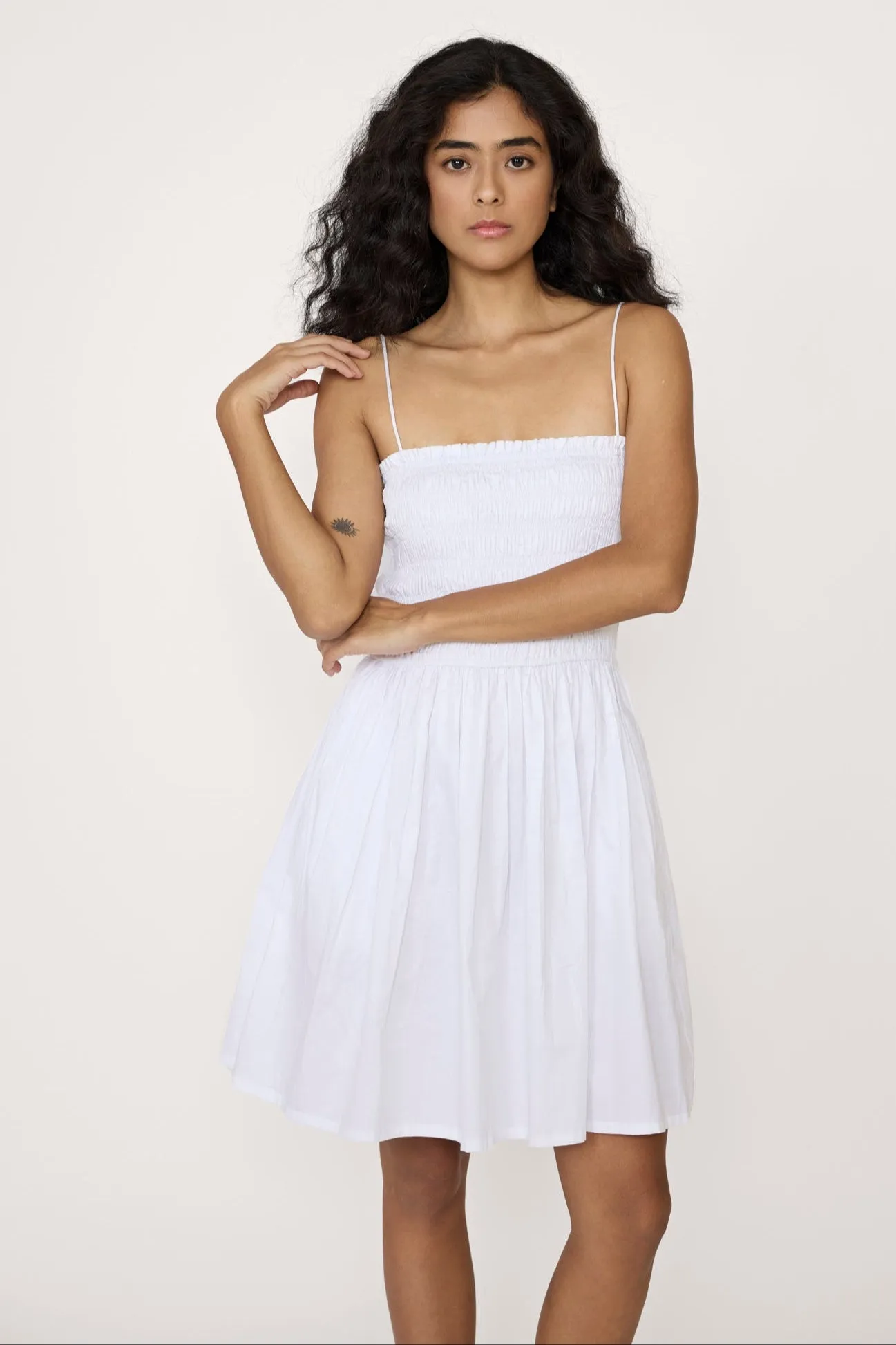 Strappy Bodice Mini Dress - White