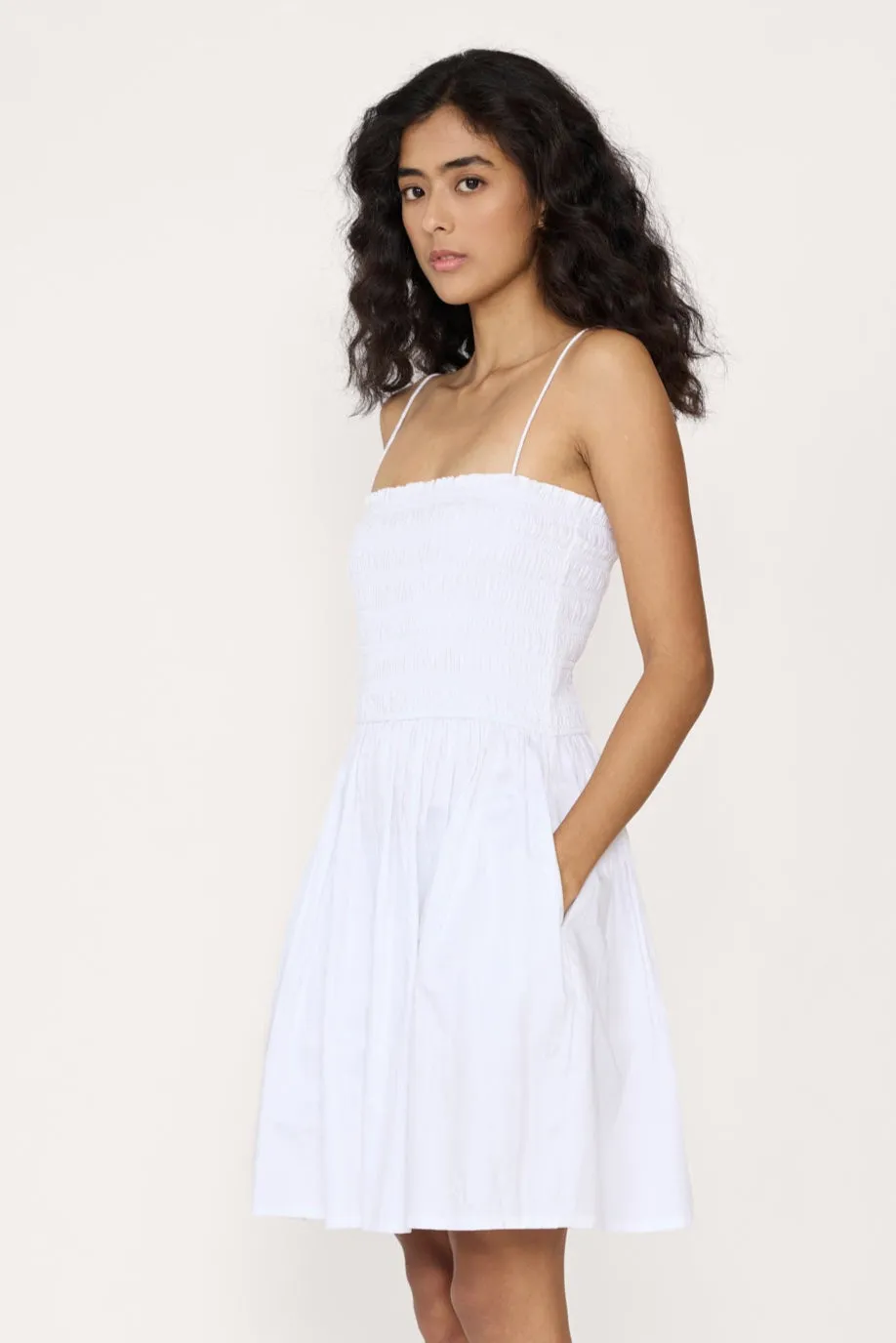 Strappy Bodice Mini Dress - White