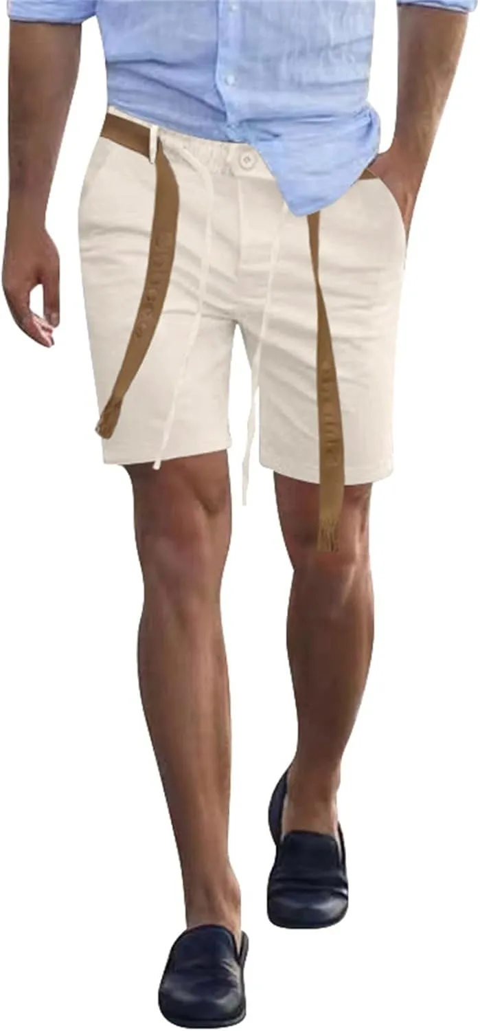 Summer Chino Shorts for Mens Fashion 2024 Solid Hipster Short Soft Casual Lace Up Short Pants with Pockets Slim Fit Shorts