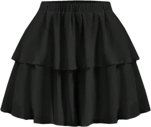 SweatyRocks Women's Ruffle Layered Shorts Wide Leg High Waisted Going Out Skorts
