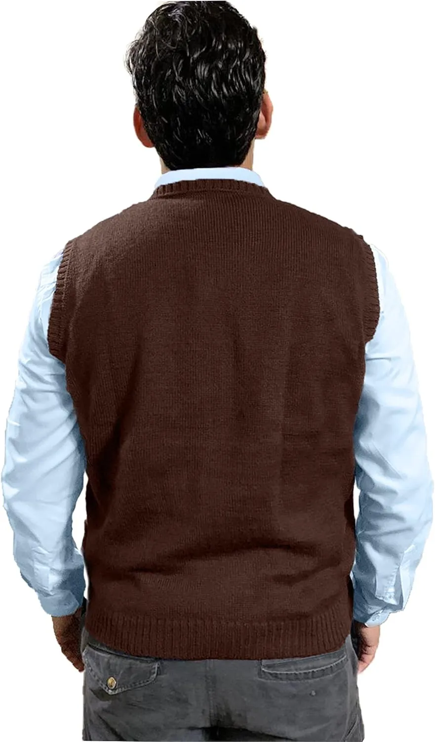 TINKUY Peru Mens Alpaca Wool V Neck Argyle Cardigan Vest, S-4XL