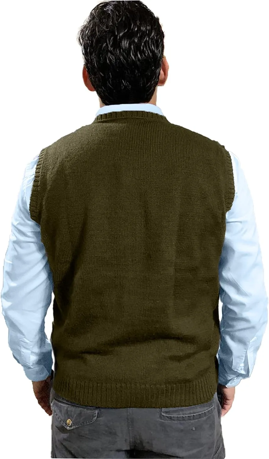 TINKUY Peru Mens Alpaca Wool V Neck Argyle Cardigan Vest, S-4XL