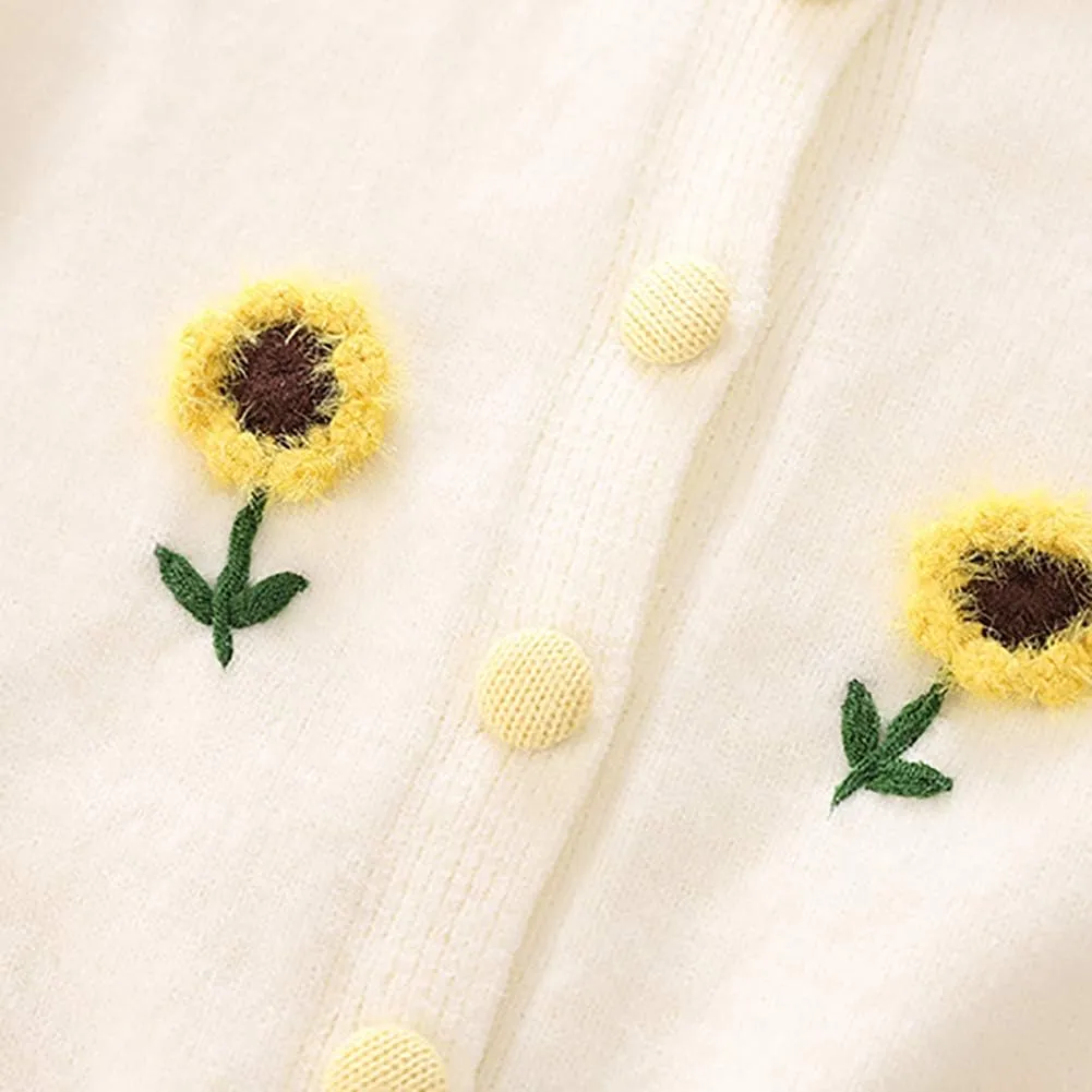 Toddler Girls Fall Winter Outfit Knitted Buttons Sweater Top Mini Skirt Ruffle Long Sleeve Tutu Dress 2PCS Clothes Set