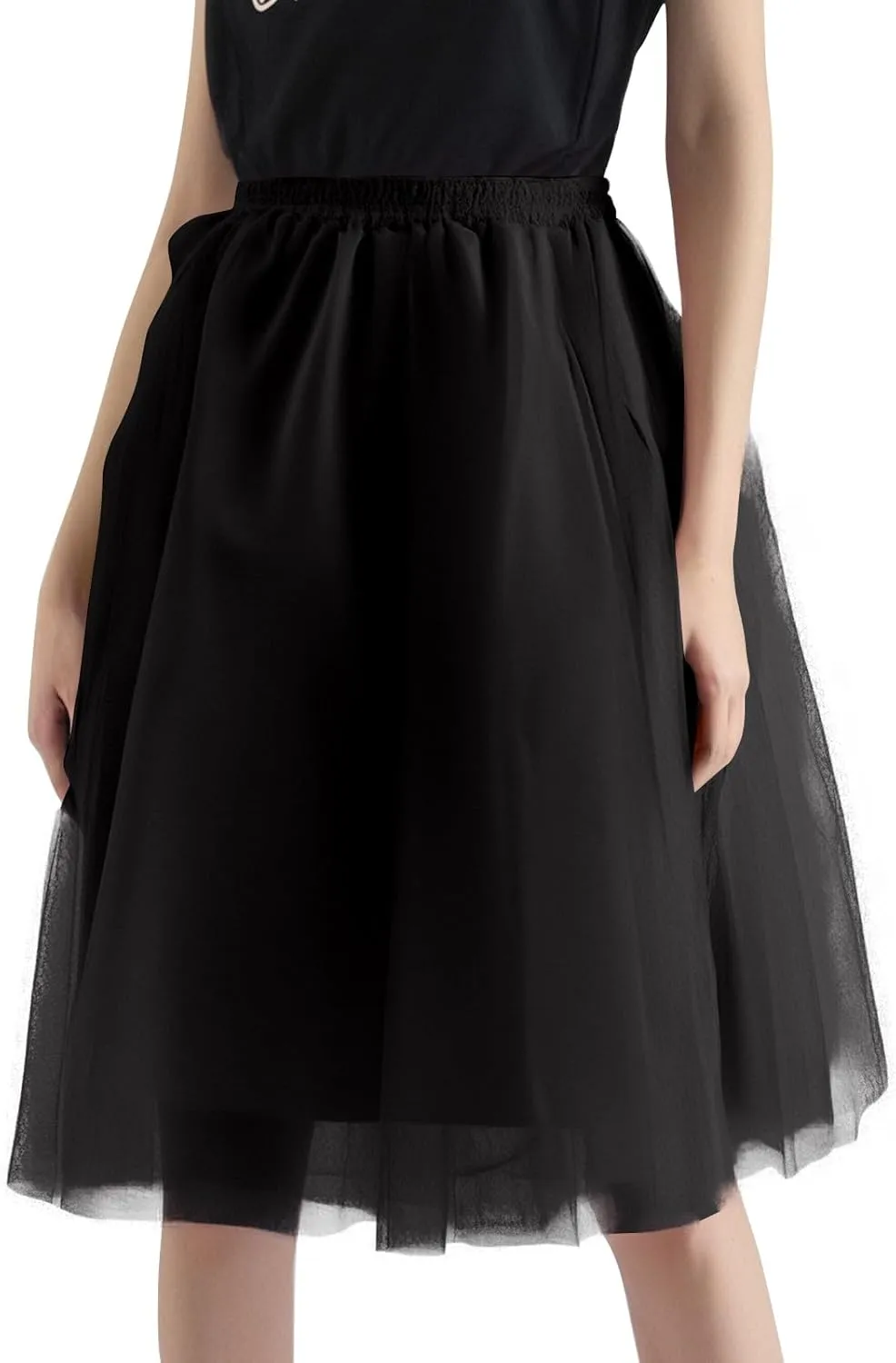 Tulle Skirts for Women Midi Skorts Elastic High Waisted Layered A Line Skirt Tutu Skirt for Prom Party