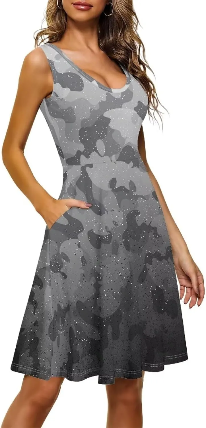 Uasibuni Floral Dress for Women Summer T Shirt Dresses