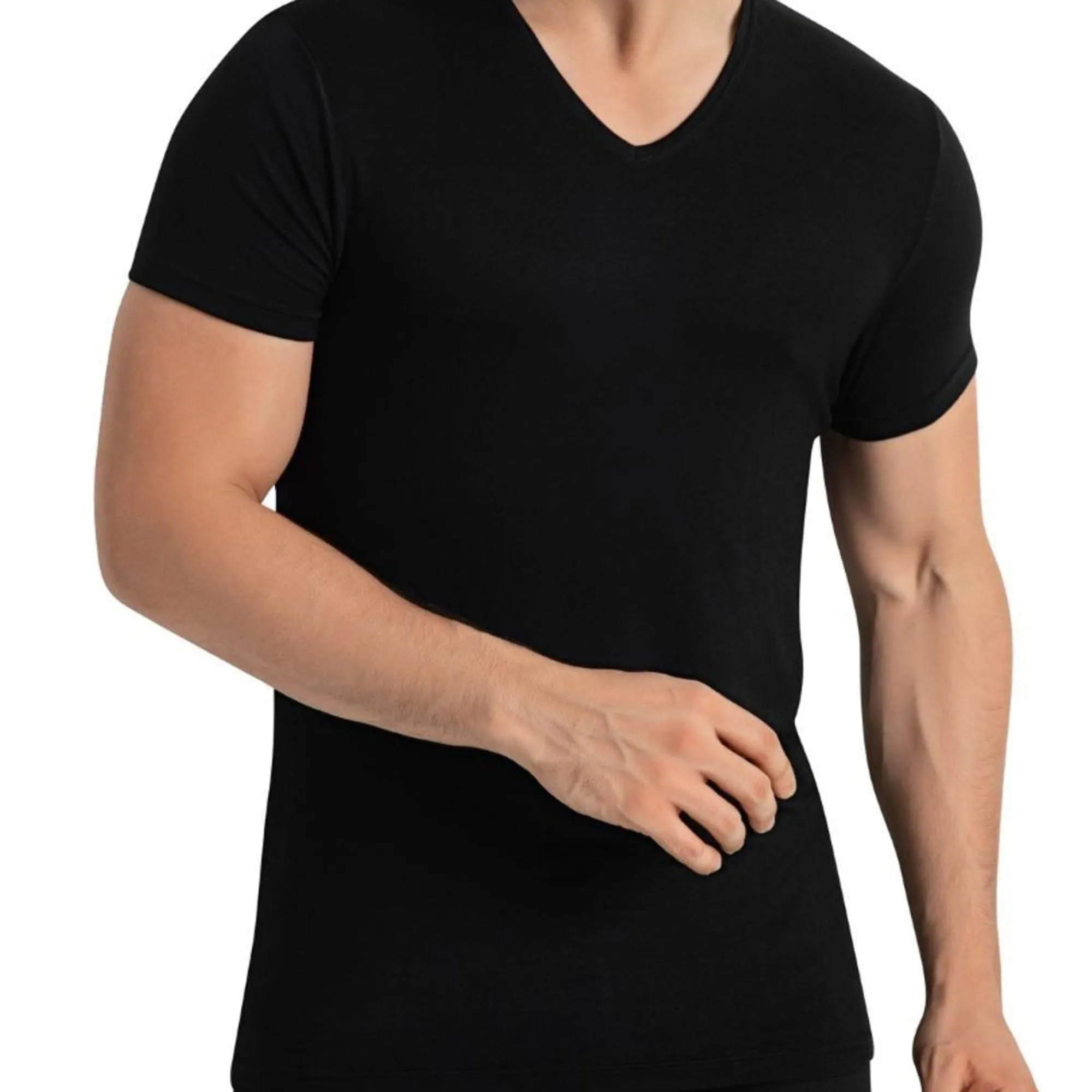 V Neck T Shirts for Men Rayon Made from Bamboo Tees Breathable Undershirts 3 Pack