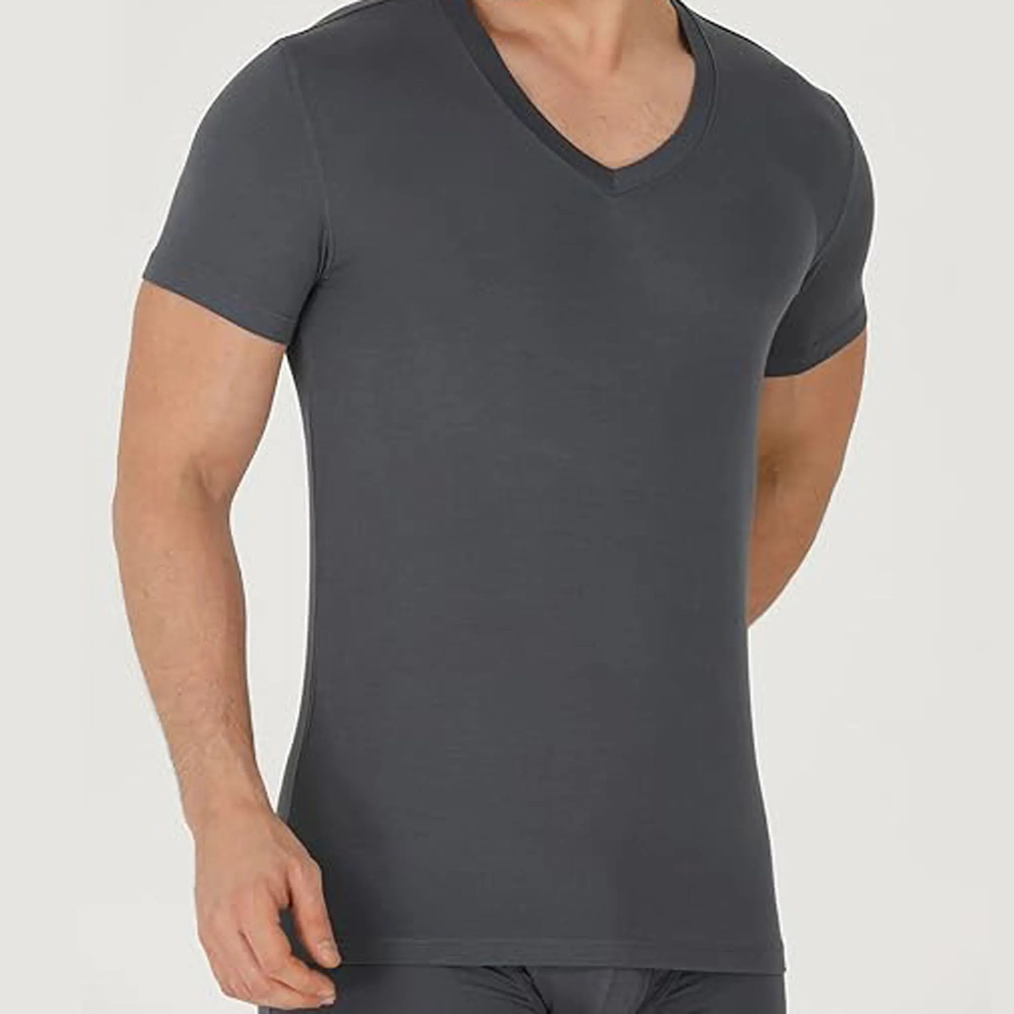 V Neck T Shirts for Men Rayon Made from Bamboo Tees Breathable Undershirts 3 Pack