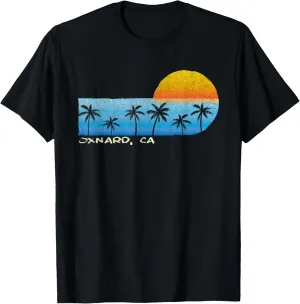 Vintage Oxnard, CA Palm Trees & Sunset Beach T-Shirt