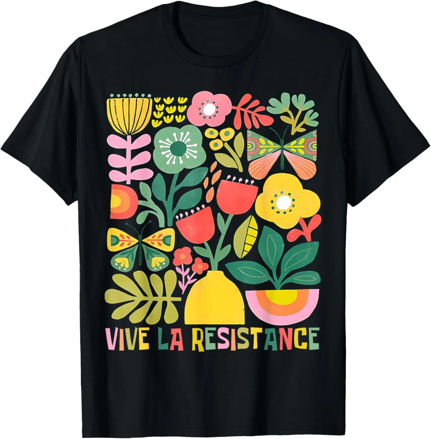Vive La Resistance Political Retro Boho Floral T-Shirt