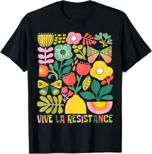 Vive La Resistance Political Retro Boho Floral T-Shirt