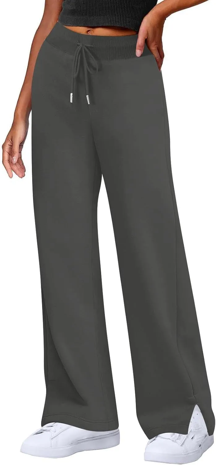 Wide Leg Pants Woman Drawstring High Waist Yoga Pants with Pocket Lightweight Casual Flare Sweatpants Baggy Lounge Pants