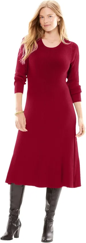 Woman Within Plus Size Rib Knit Sweater Dress