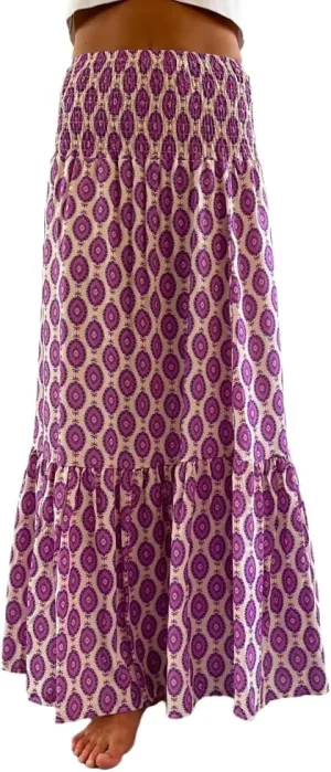 Women Flowy Boho Maxi Skirt Print Pleated Aline Long Summer Sexy Skirt