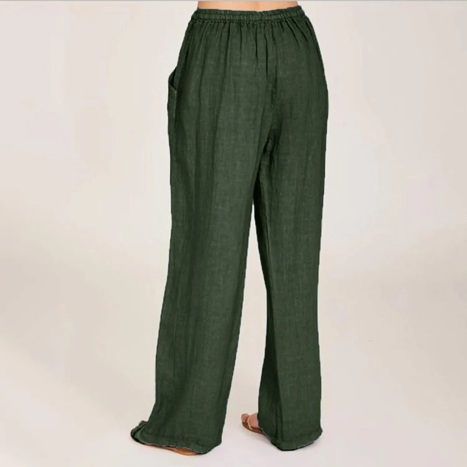 Women Linen Blend Summer Flowy Pant Trousers High Waist Long Lounge Slim Fit Pant Trousers Office
