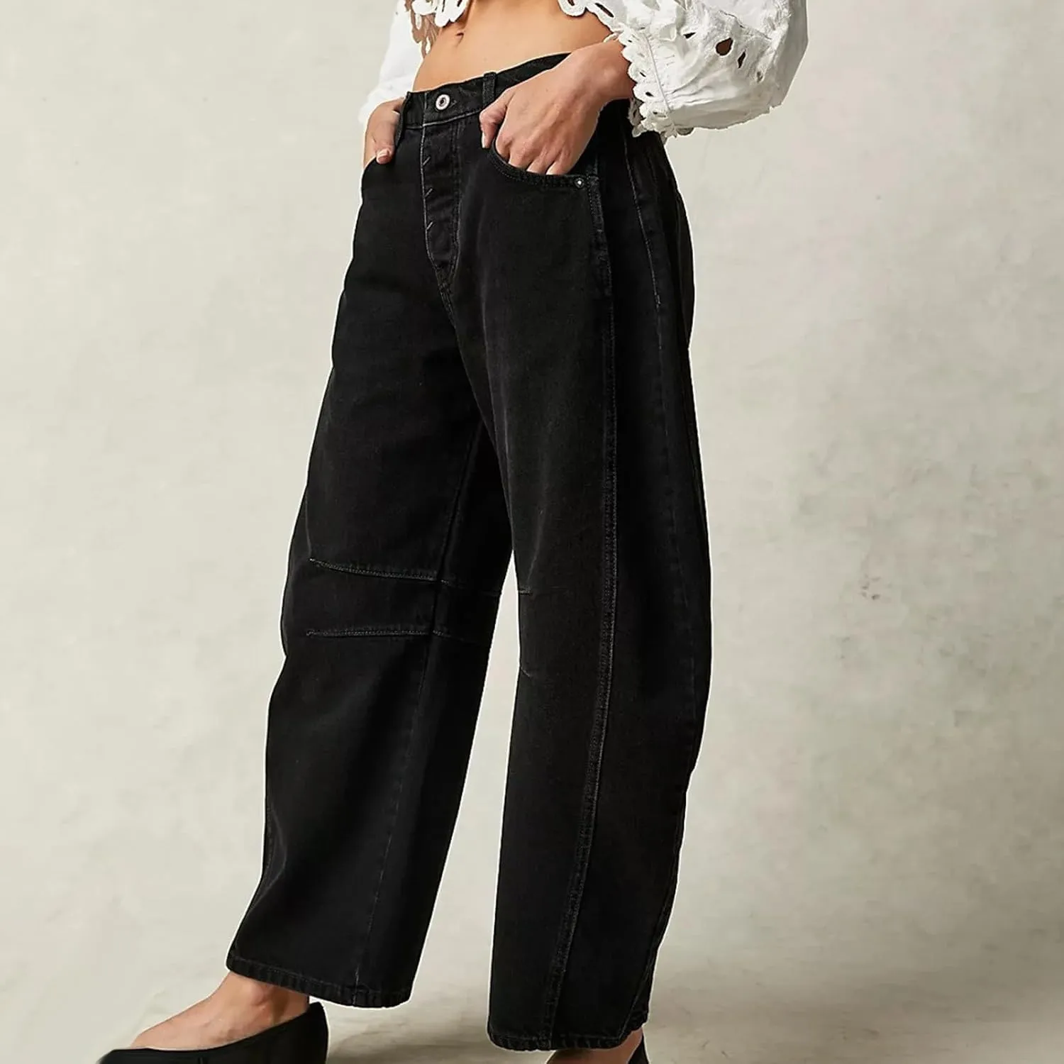 Women Linen Summer Letter Patched Palazzo Lounge Pants High Waist Stretchy Slim Fit Trousers Beach