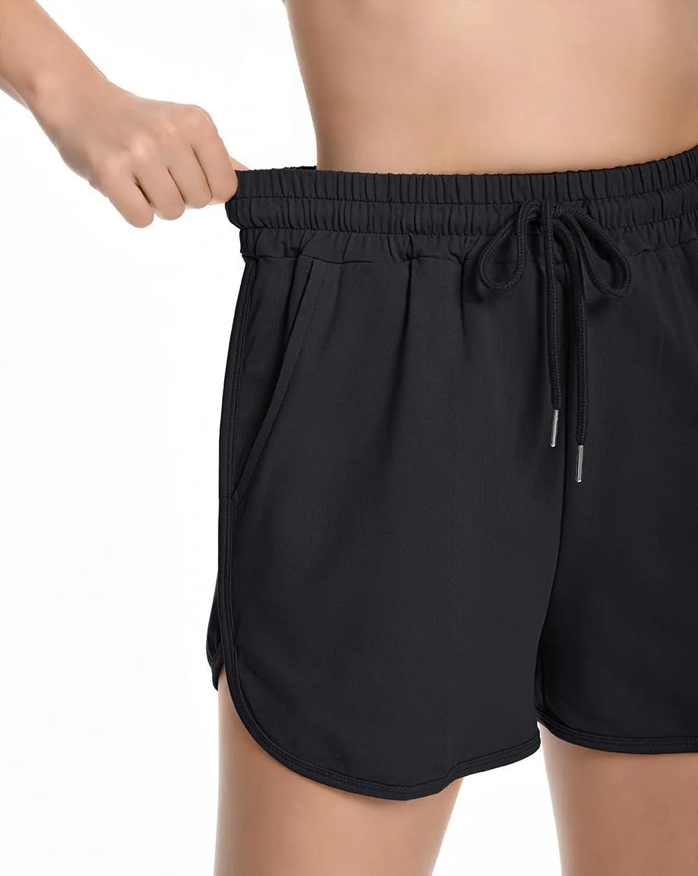 Womens Casual Sweat Shorts Curvy Hem Summer Cotton Lounge Shorts Drawstring Jersey Athletic Workout Shorts with Pockets