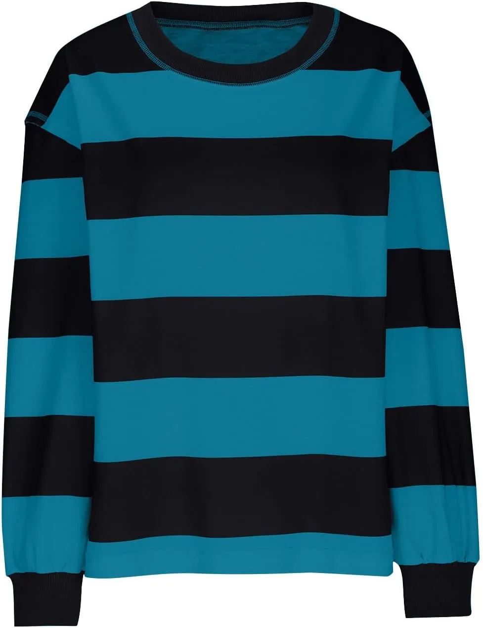 Women's Crewneck Sweatshirts Loose Fitting Casual Sweater Shirt Color Blocking Blouses Long Sleeve Tops