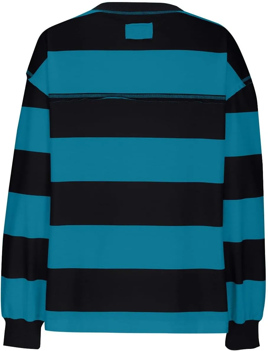 Women's Crewneck Sweatshirts Loose Fitting Casual Sweater Shirt Color Blocking Blouses Long Sleeve Tops