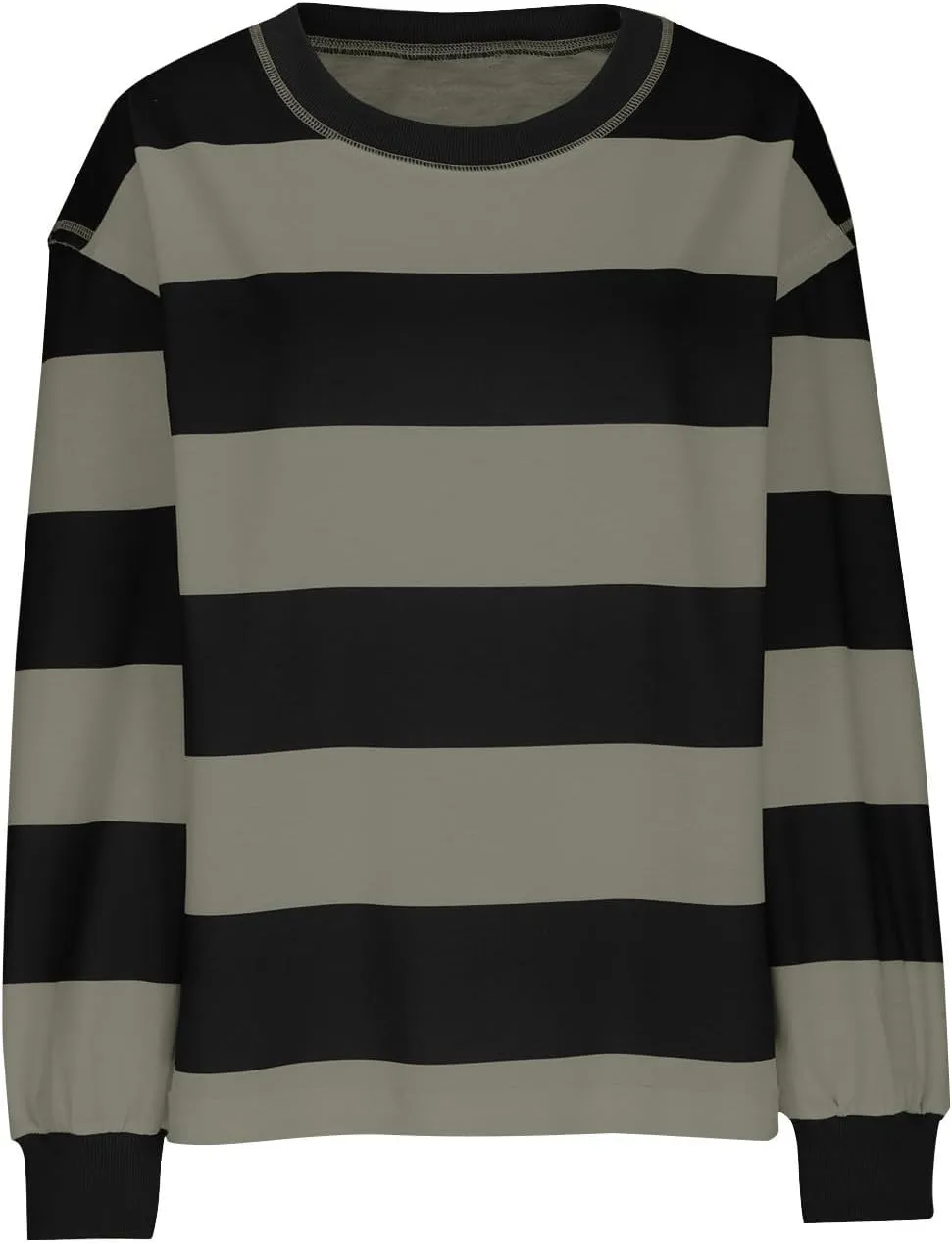 Women's Crewneck Sweatshirts Loose Fitting Casual Sweater Shirt Color Blocking Blouses Long Sleeve Tops