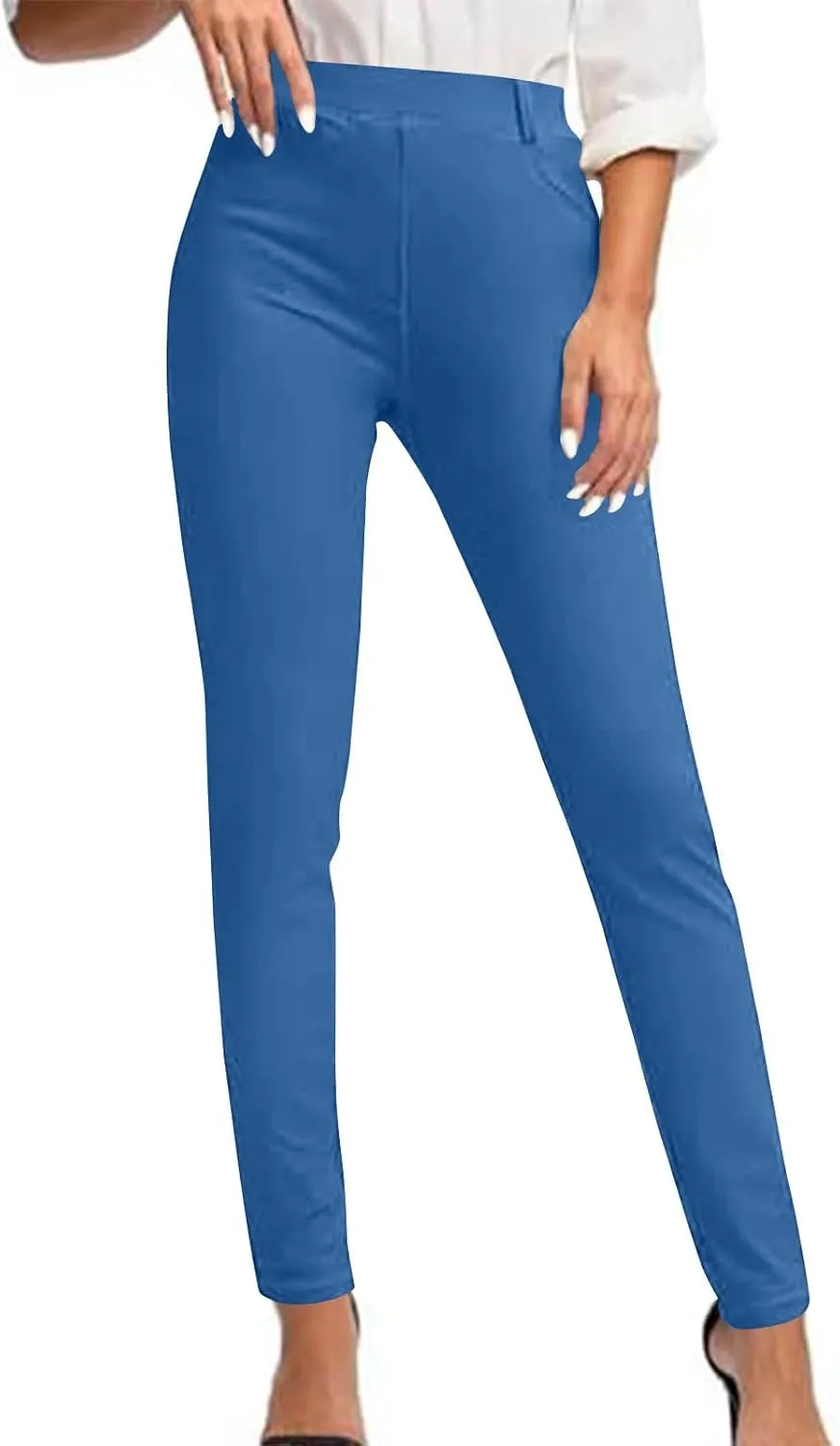 Women's High Waist Work Pants with Pockets Business Casual Dress Pants Stretch Straight Leg Trousers Skinny Slacks
