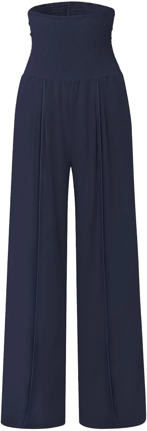 Women's Linen Blend Summer Palazzo Palazzo Pants High Waist Straight Slim Fit Pants Business Work