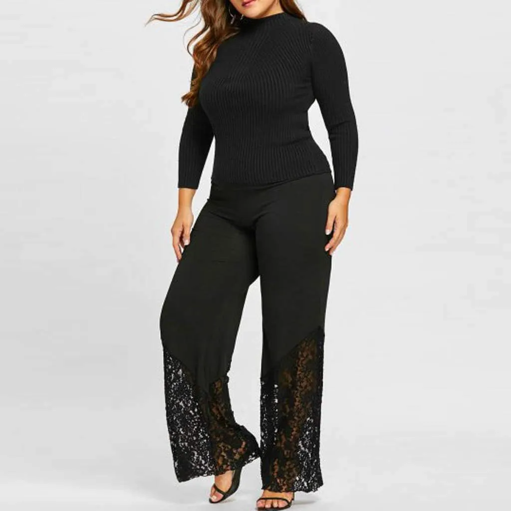 Women's Linen Summer Print Palazzo Lounge Pants Elastic Waisted Bootcut Plus Size Trousers Business Work