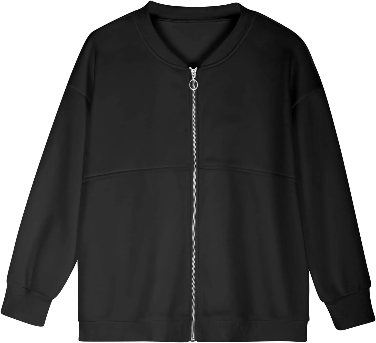 Womens Oversized Sweatshirts Hoodies Zip Up Pullover Fall Cool Outfits Crew Neck Simple Elegant Winter Jack Coat