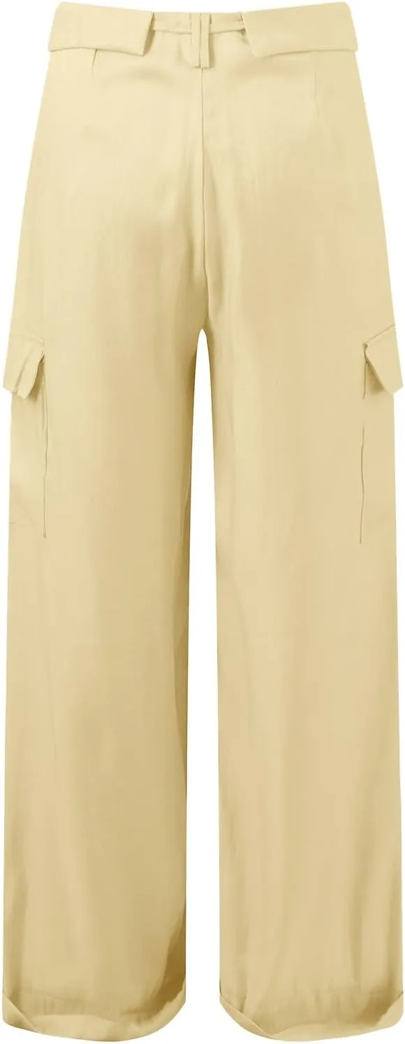 Women's Pocket High Waist Workwear Pants Casual Versatile Pants Lightweight Casual