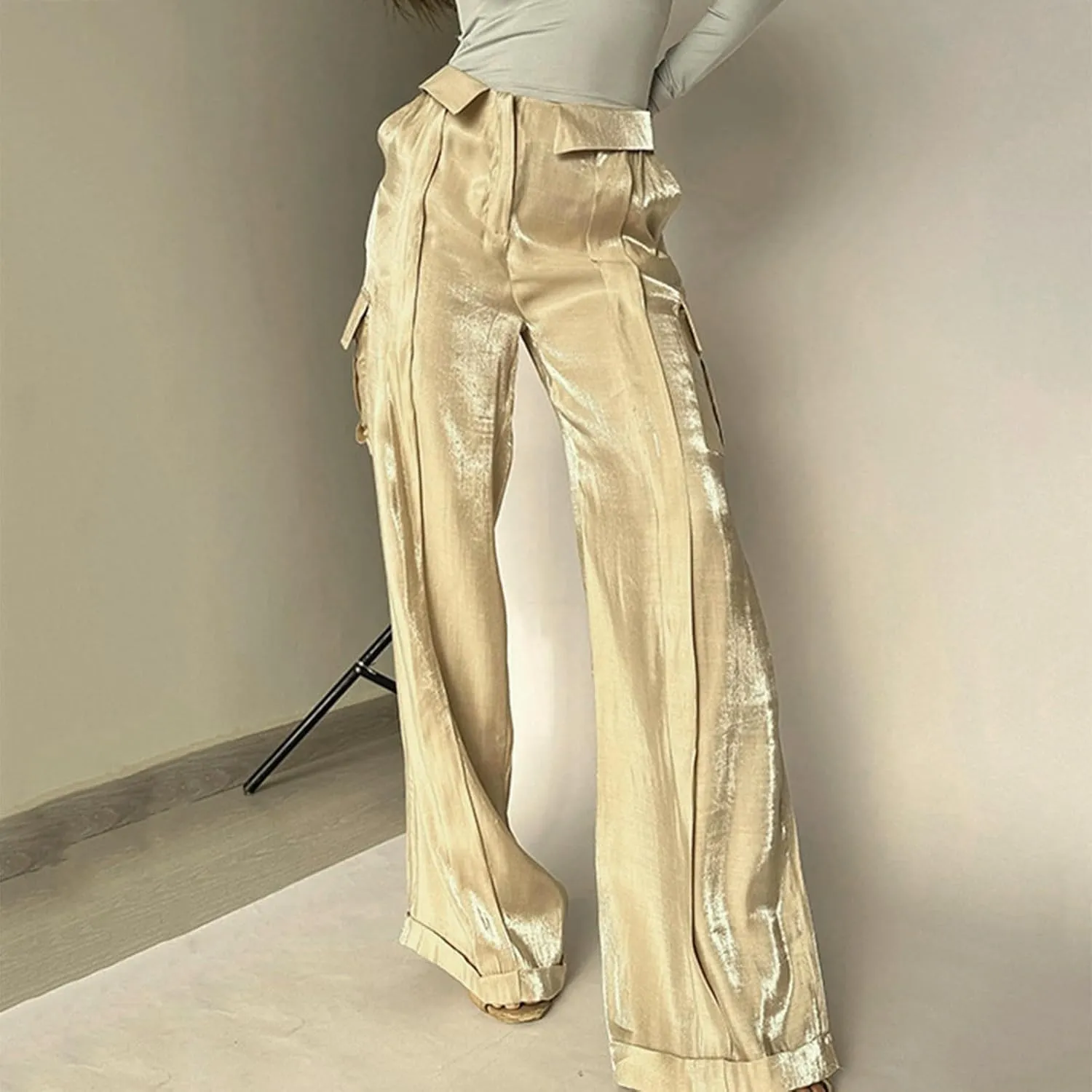 Women's Pocket High Waist Workwear Pants Casual Versatile Pants Lightweight Casual
