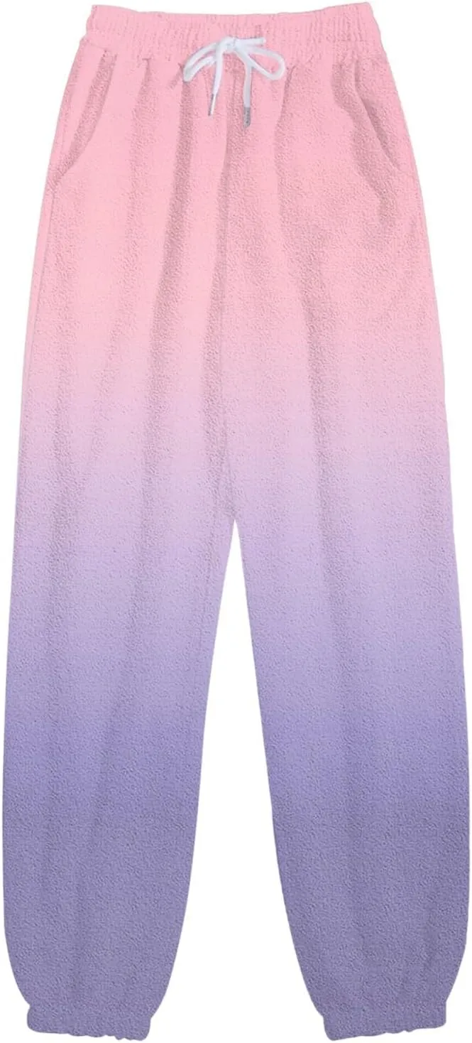 Womens Running Exercise Trousers Trendy High Waist Gradient Print Jogger Sweatpant Work Office High Waist Casual Pant