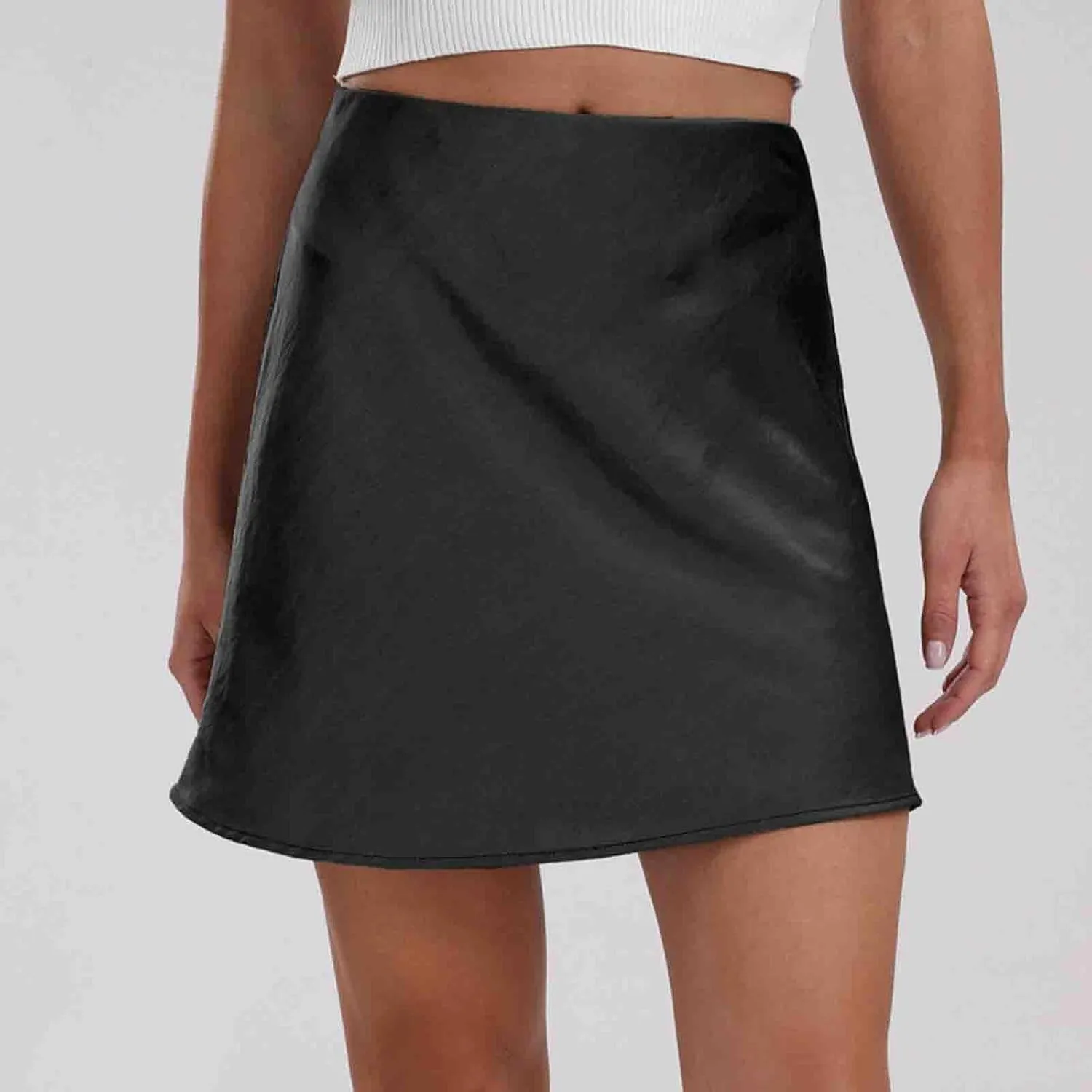 Women's Satin Mini Skirt High Waisted Elastic Waist A-Line Silk Soft Casual Elegant Short Party Skirts 2025