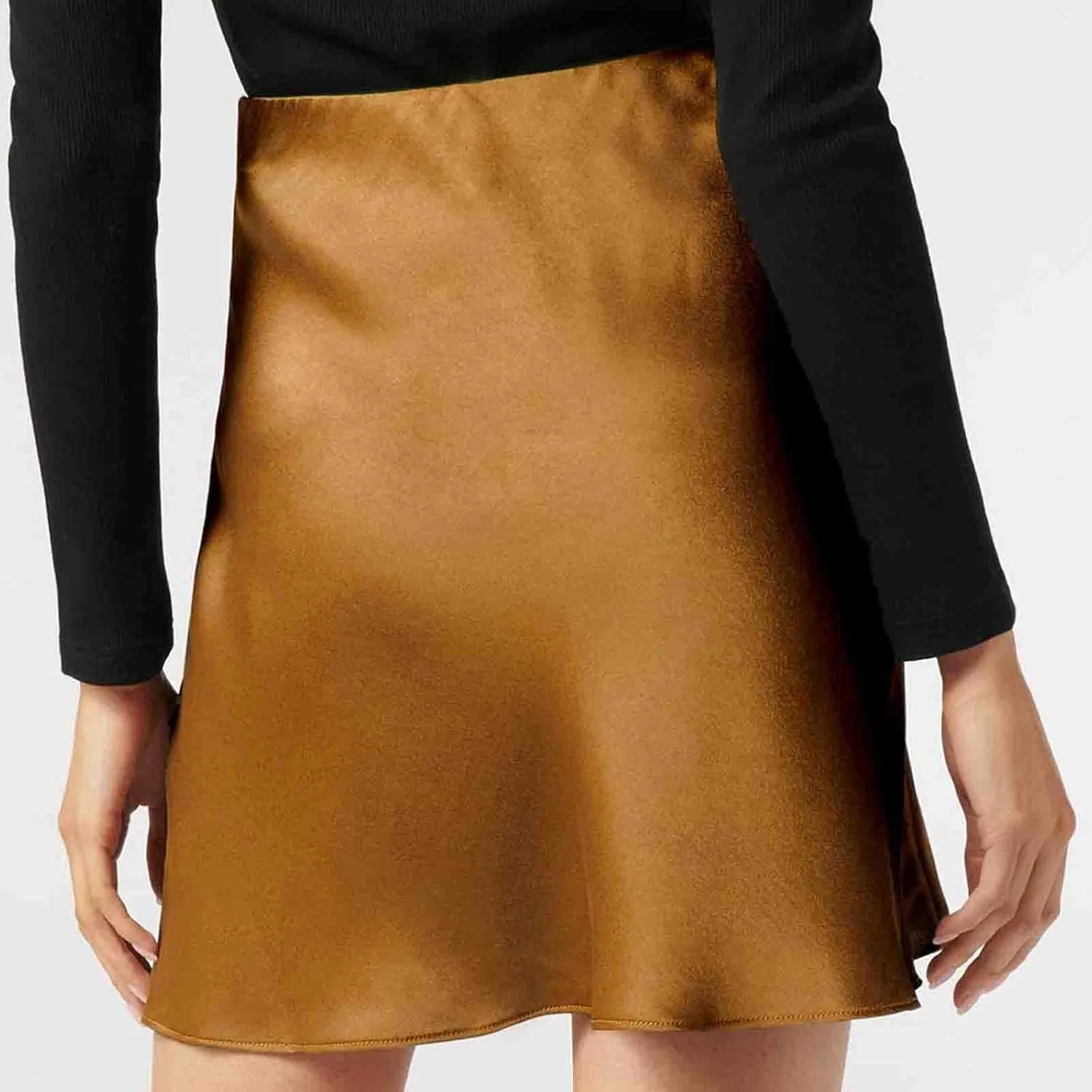 Women's Satin Mini Skirt High Waisted Elastic Waist A-Line Silk Soft Casual Elegant Short Party Skirts 2025
