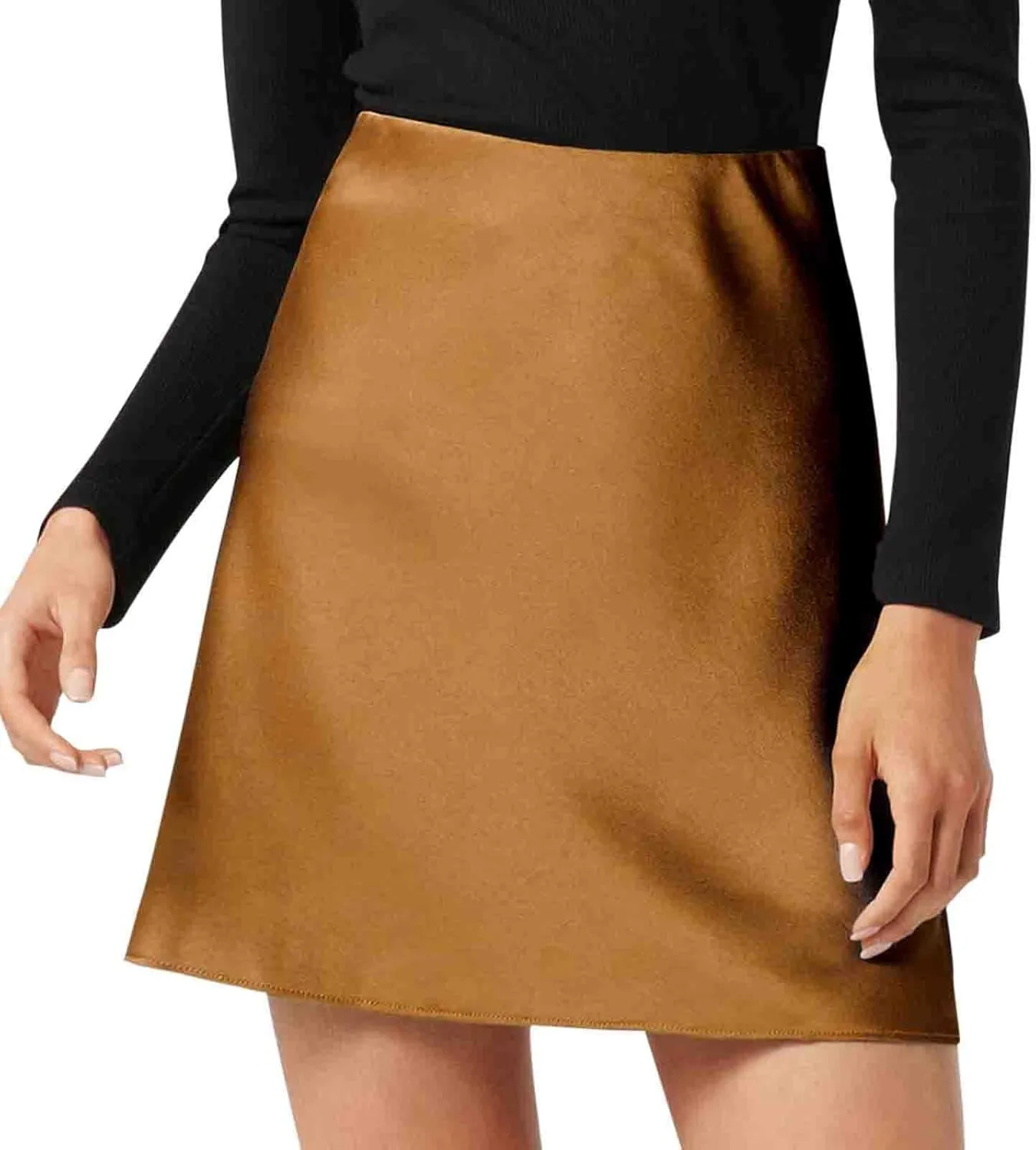 Women's Satin Mini Skirt High Waisted Elastic Waist A-Line Silk Soft Casual Elegant Short Party Skirts 2025