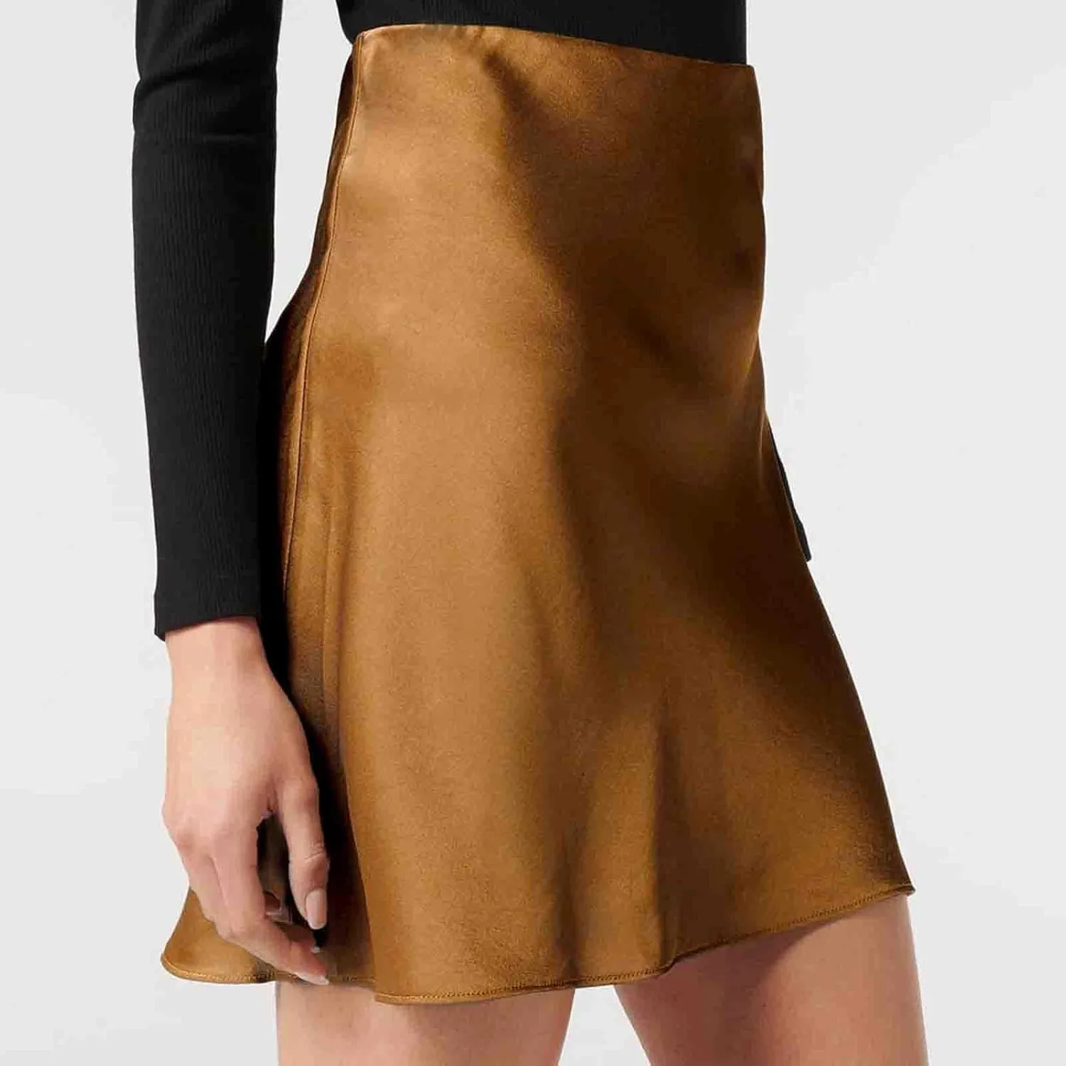 Women's Satin Mini Skirt High Waisted Elastic Waist A-Line Silk Soft Casual Elegant Short Party Skirts 2025