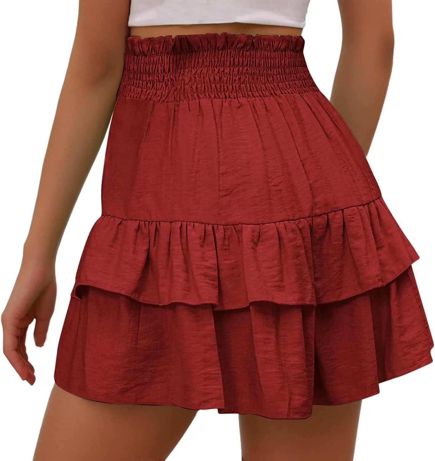 Womens Shorts Dressy Casual Summer 2025 High Waisted Ruffle Skorts Flowy Shorts Summer Flared Mini Skirts