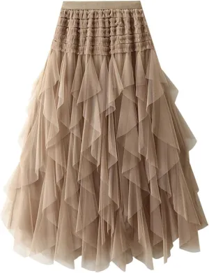 Women'S Tulle Skirt Elastic Waist Tutu Skirt Layered Puffy Fairy Skirts Mesh Layered Skirts Party Skirts