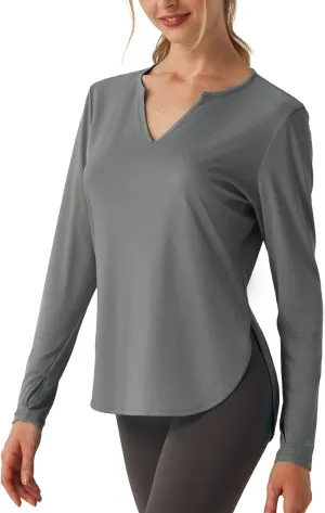 Women's V-Neck UPF 50 Swim Rash Guard Shirt