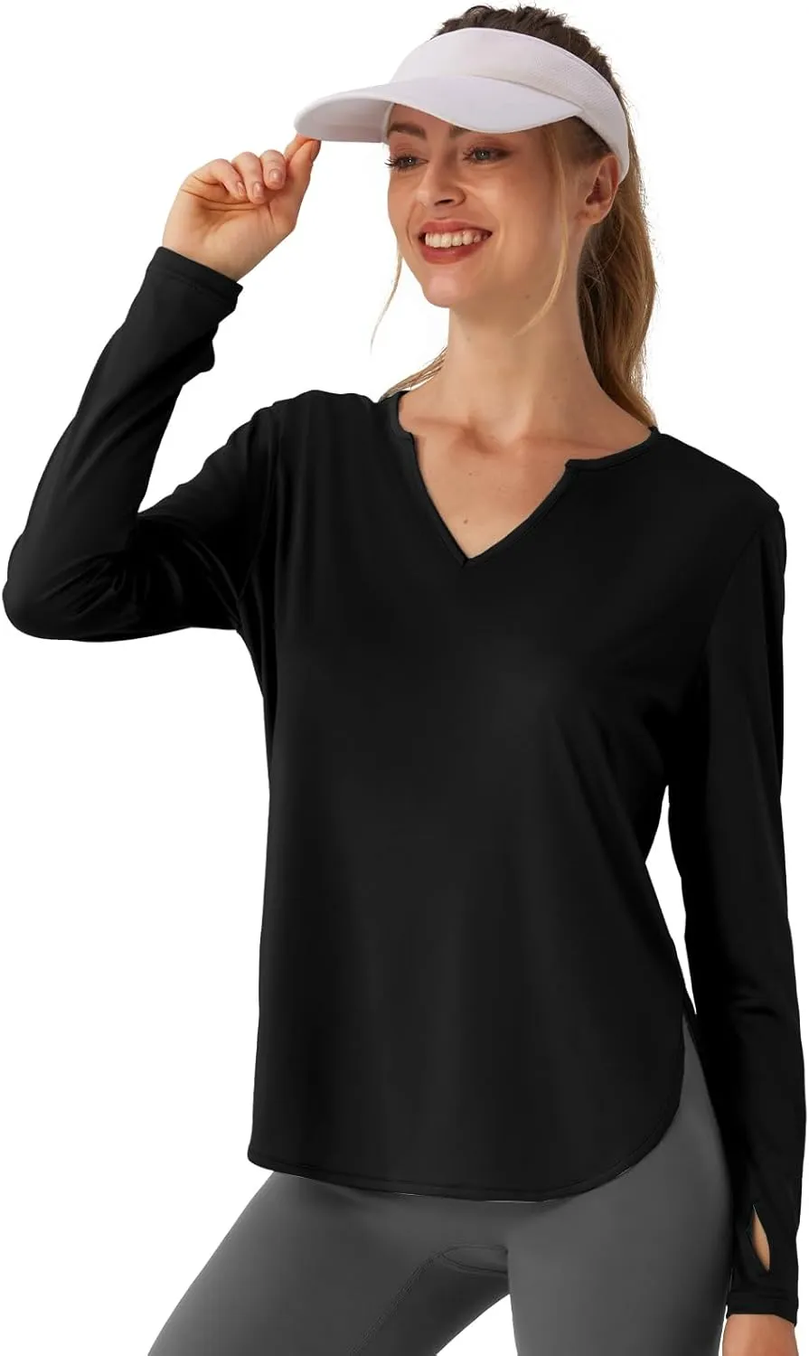 Women's V-Neck UPF 50 Swim Rash Guard Shirt