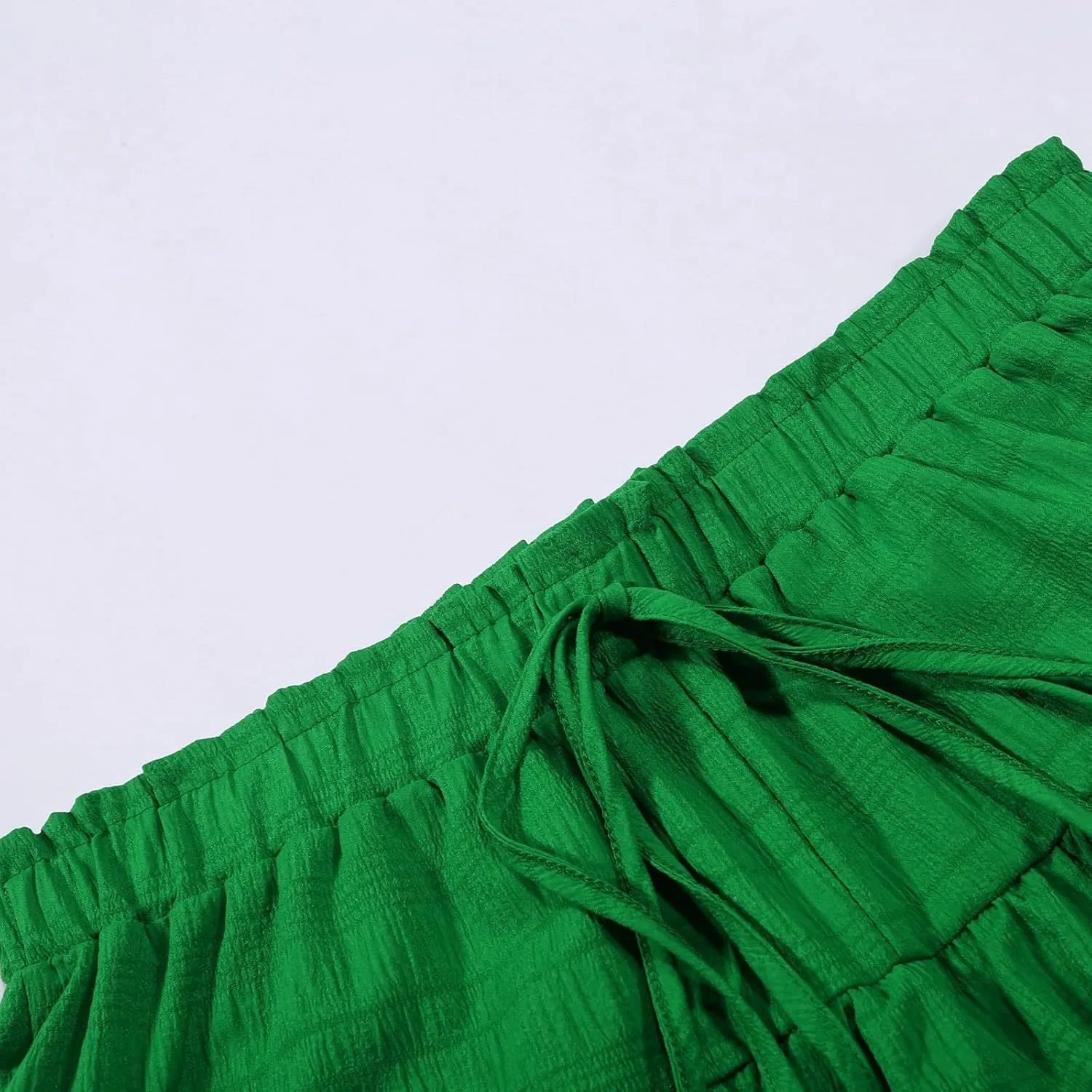 Womens Wide Leg Shorts Elastic High Waisted Pleated Ruffle Mini Skirts Adjustable Drawstring Flowy Shorts Skorts
