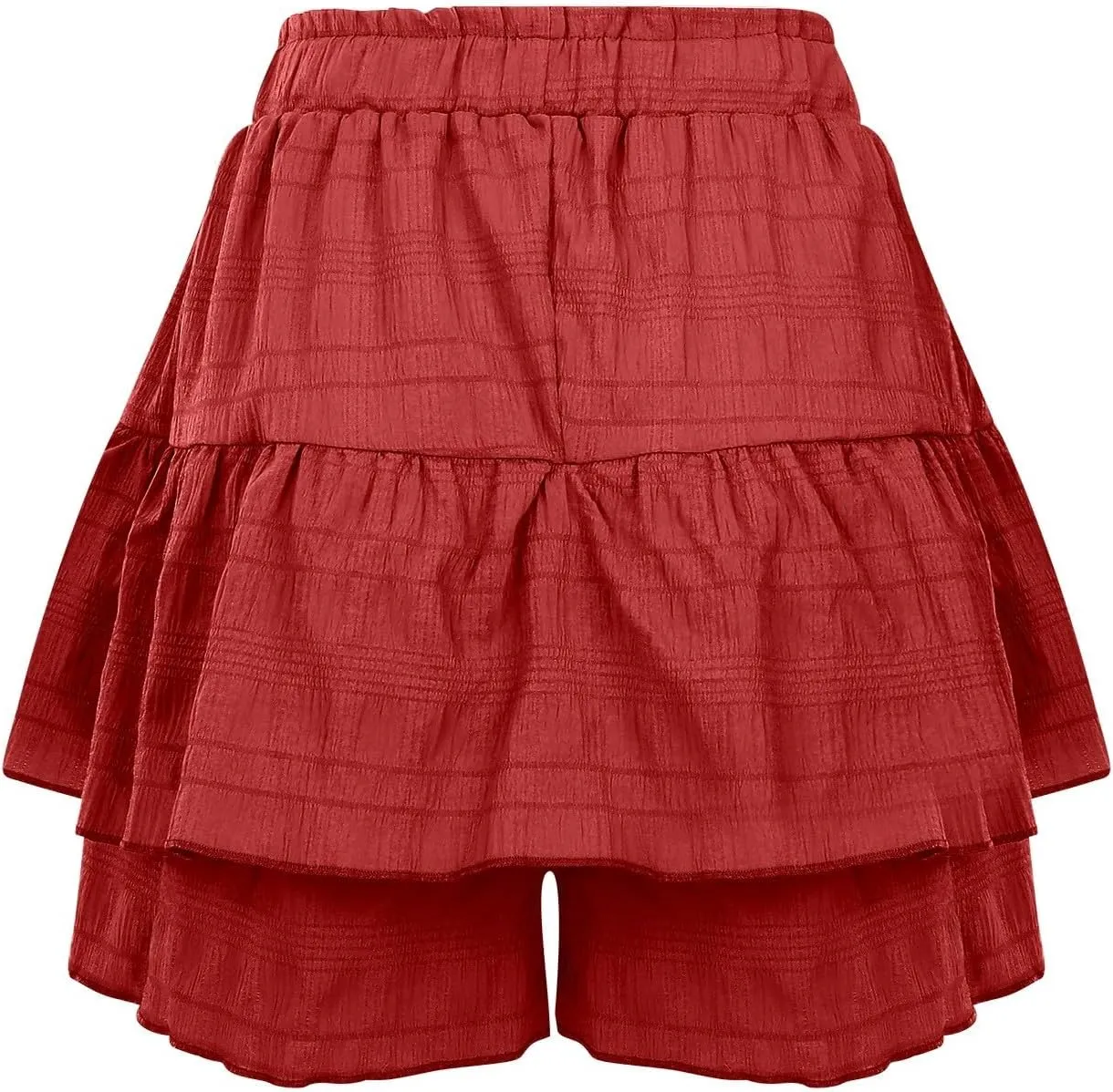 Womens Wide Leg Shorts Elastic High Waisted Pleated Ruffle Mini Skirts Adjustable Drawstring Flowy Shorts Skorts