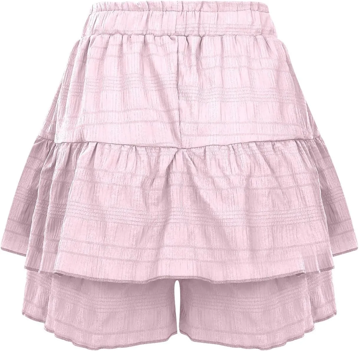 Womens Wide Leg Shorts Elastic High Waisted Pleated Ruffle Mini Skirts Adjustable Drawstring Flowy Shorts Skorts