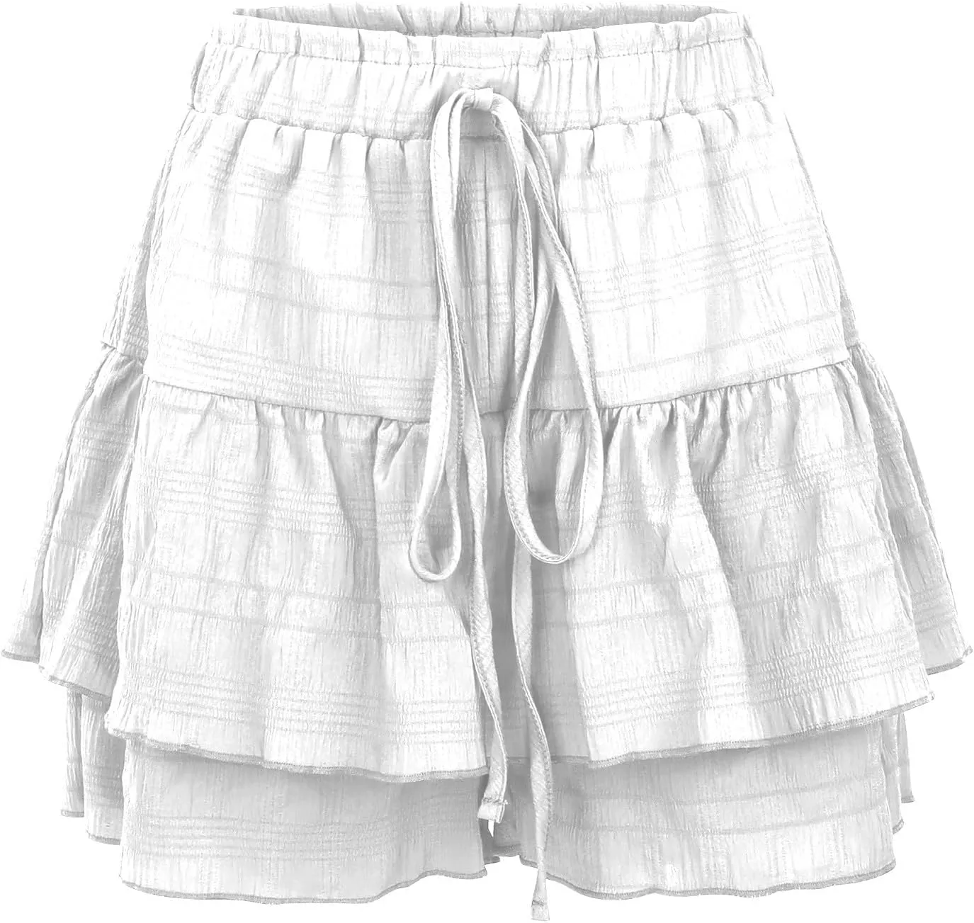 Womens Wide Leg Shorts Elastic High Waisted Pleated Ruffle Mini Skirts Adjustable Drawstring Flowy Shorts Skorts