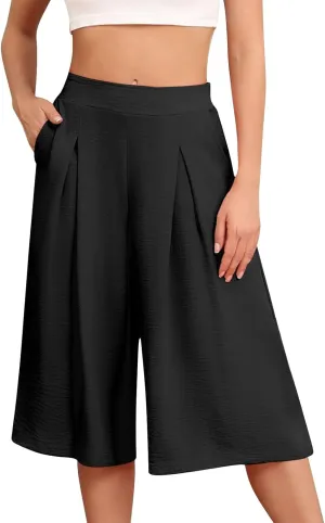 Womens' Yoga Pants with Pockets Tummy Control High Waist Flare Crop Waist Casual Palazzo Trousers 2025 Capris