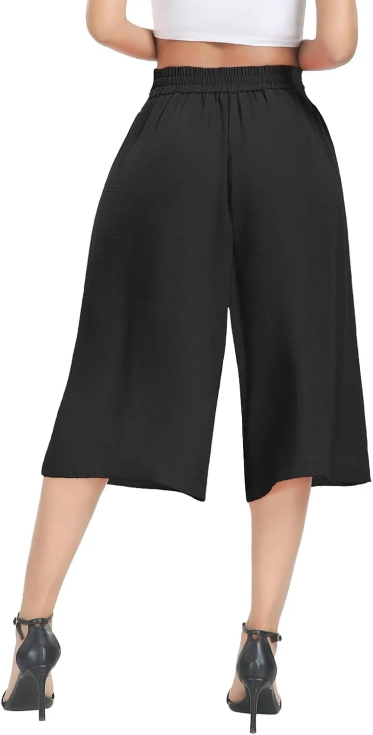 Womens' Yoga Pants with Pockets Tummy Control High Waist Flare Crop Waist Casual Palazzo Trousers 2025 Capris